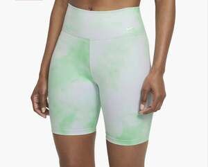 Nike Dri-FIT Tie Dye Biker Shorts Green Gray Women's Large